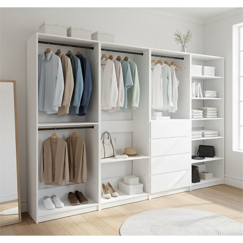 Klair Living Prosper White Freestanding Walk in Wood Closet System in Oak