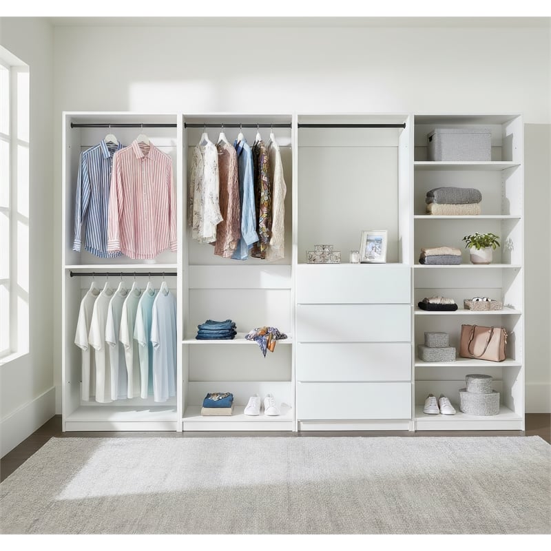 Klair Living Prosper White Freestanding Walk in Wood Closet System in Oak