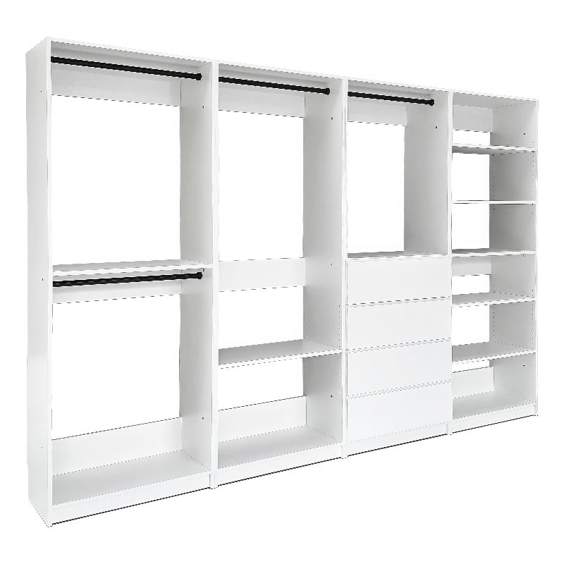 Klair Living Prosper White Freestanding Walk in Wood Closet System in Oak