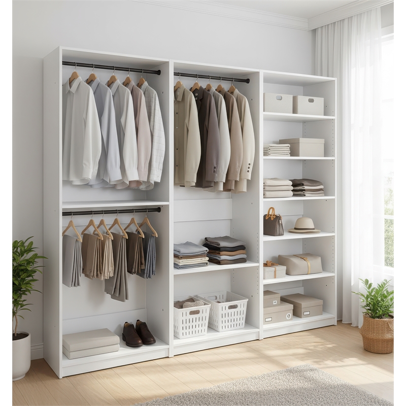 Klair Living Prosper White Freestanding Walk in Wood Closet System in Oak