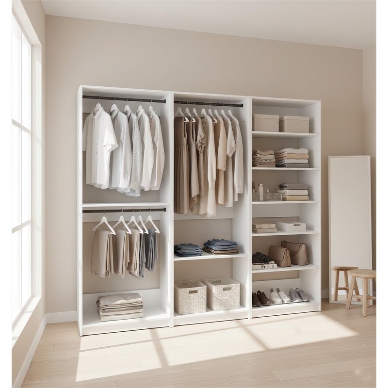 Klair Living Prosper White Freestanding Walk in Wood Closet System in Oak