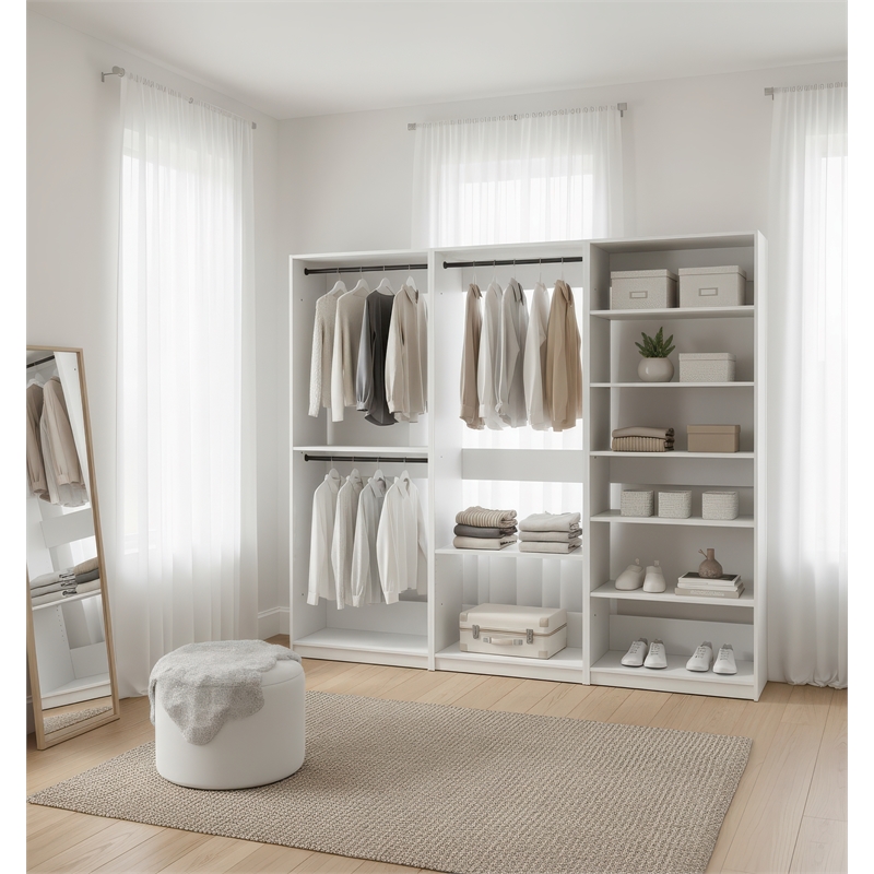 Klair Living Prosper White Freestanding Walk in Wood Closet System in Oak