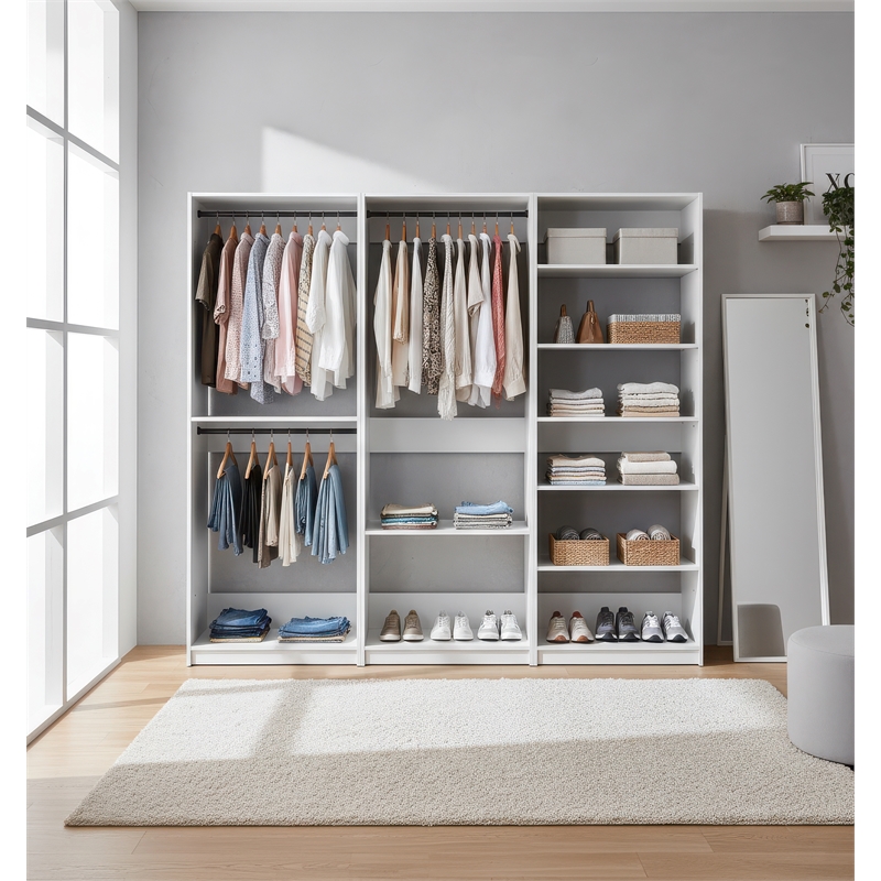 Klair Living Prosper White Freestanding Walk in Wood Closet System in Oak