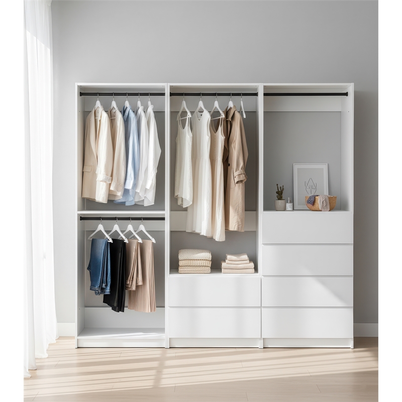 Klair Living Prosper White Freestanding Walk in Wood Closet System in Oak