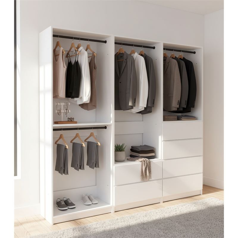 Klair Living Prosper White Freestanding Walk in Wood Closet System in Oak