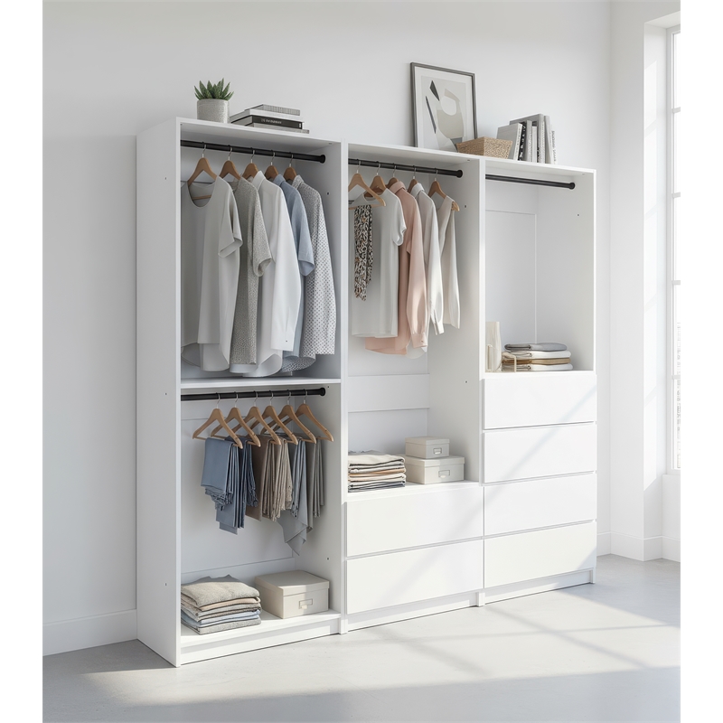 Klair Living Prosper White Freestanding Walk in Wood Closet System in Oak