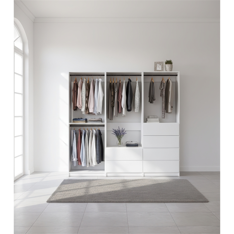 Klair Living Prosper White Freestanding Walk in Wood Closet System in Oak