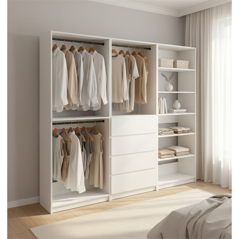 Klair Living Prosper White Freestanding Walk in Wood Closet System in Oak