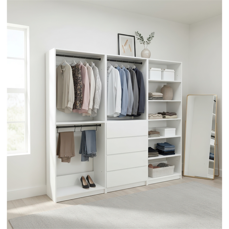 Klair Living Prosper White Freestanding Walk in Wood Closet System in Oak