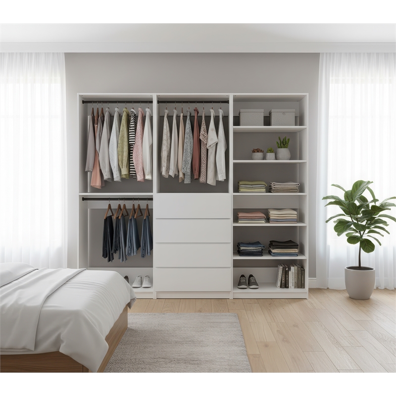 Klair Living Prosper White Freestanding Walk in Wood Closet System in Oak