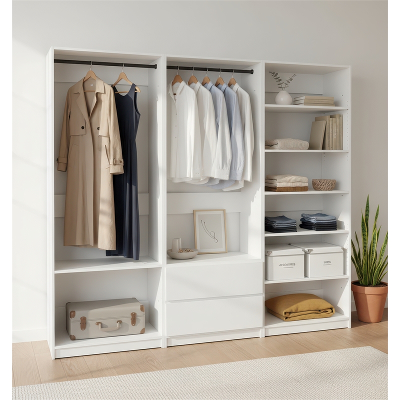 Klair Living Prosper White Freestanding Walk in Wood Closet System in Oak