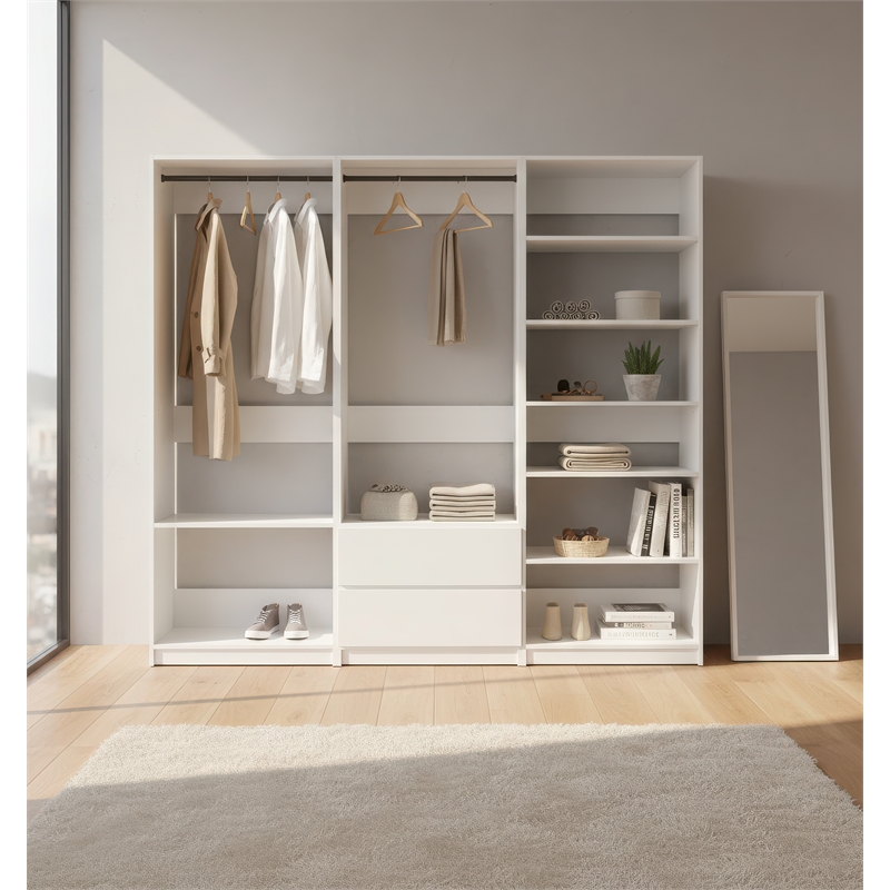 Klair Living Prosper White Freestanding Walk in Wood Closet System in Oak