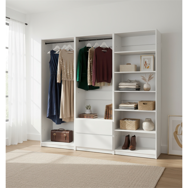 Klair Living Prosper White Freestanding Walk in Wood Closet System in Oak