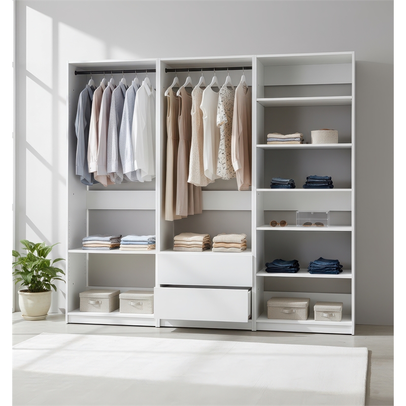 Klair Living Prosper White Freestanding Walk in Wood Closet System in Oak