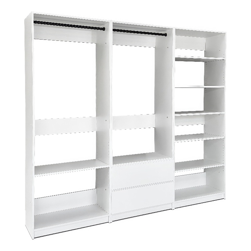 Klair Living Prosper White Freestanding Walk in Wood Closet System in Oak