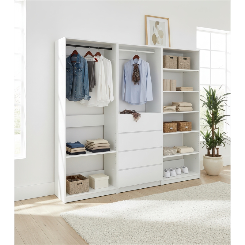 Klair Living Prosper White Freestanding Walk in Wood Closet System in Oak