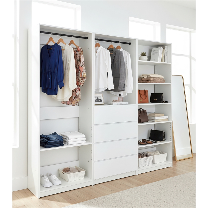 Klair Living Prosper White Freestanding Walk in Wood Closet System in Oak