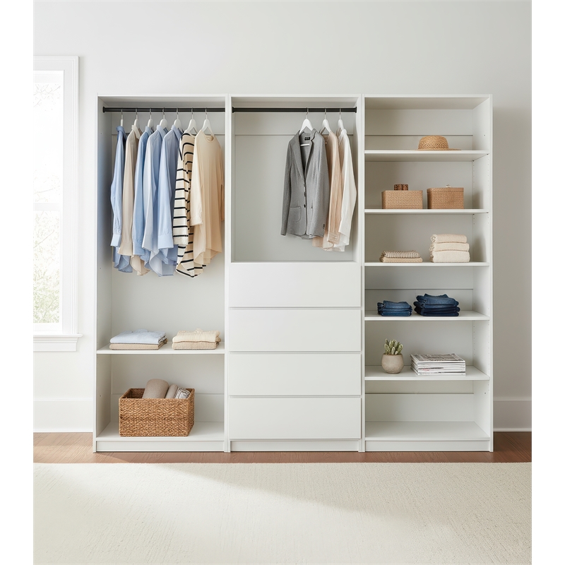 Klair Living Prosper White Freestanding Walk in Wood Closet System in Oak