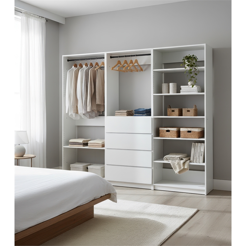 Klair Living Prosper White Freestanding Walk in Wood Closet System in Oak