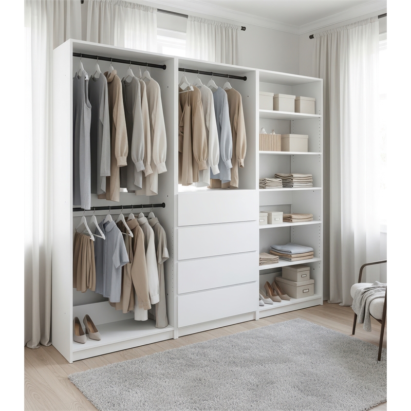 Klair Living Prosper White Freestanding Walk in Wood Closet System in Oak