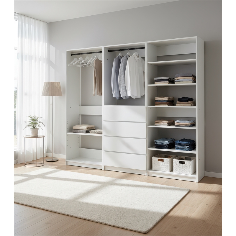 Klair Living Prosper White Freestanding Walk in Wood Closet System in Oak