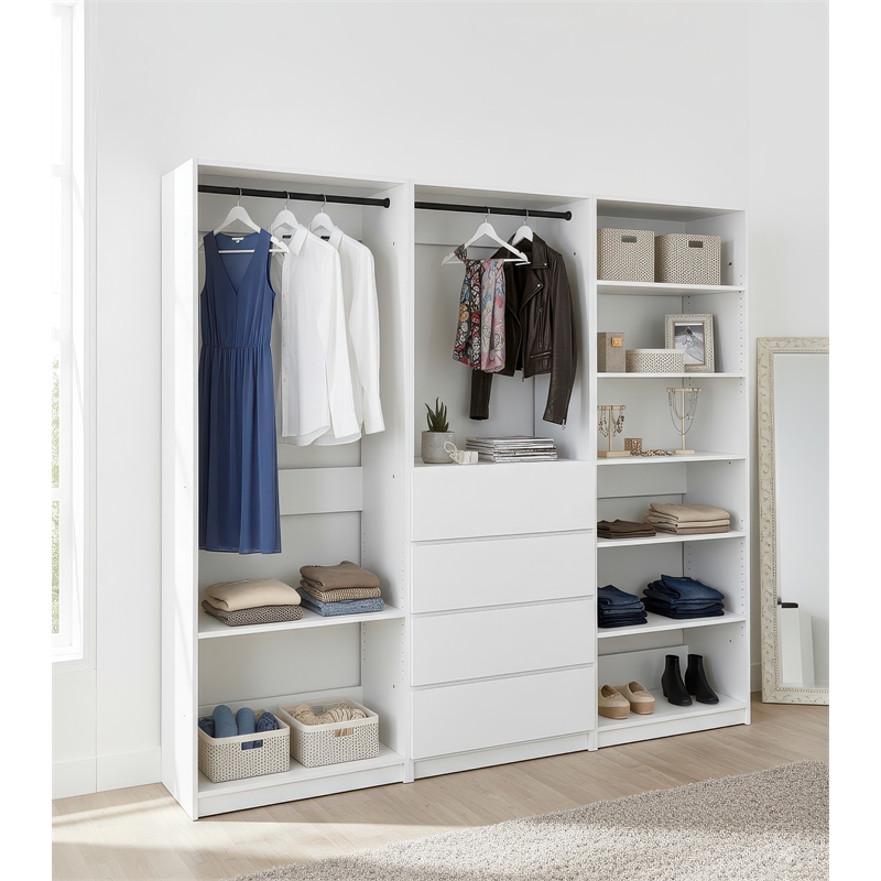 Klair Living Prosper White Freestanding Walk in Wood Closet System in Oak