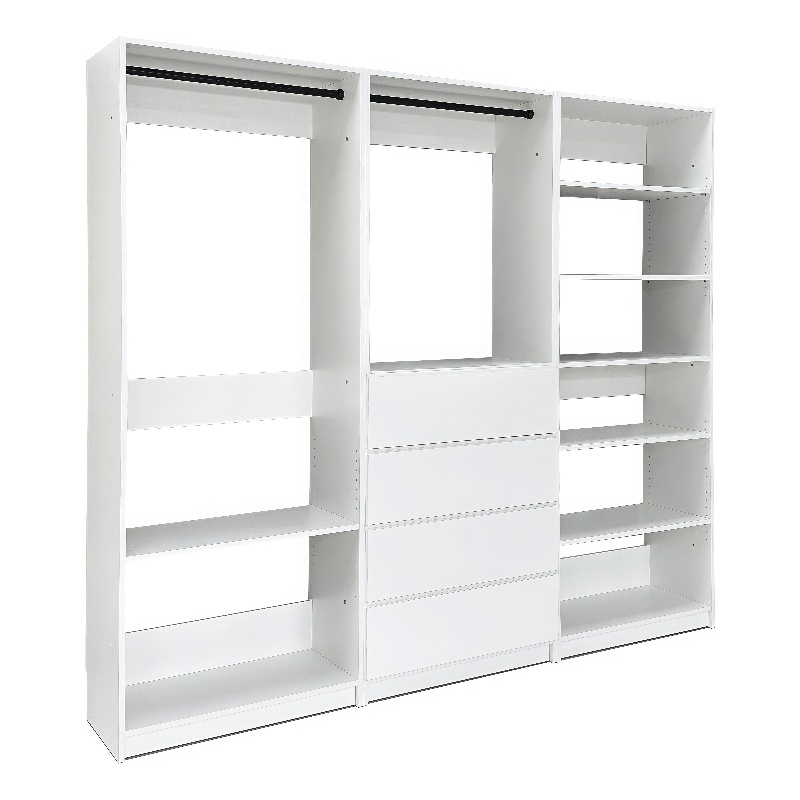Klair Living Prosper White Freestanding Walk in Wood Closet System in Oak