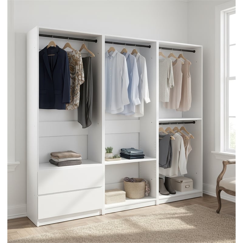 Klair Living Prosper White Freestanding Walk in Wood Closet System in Oak