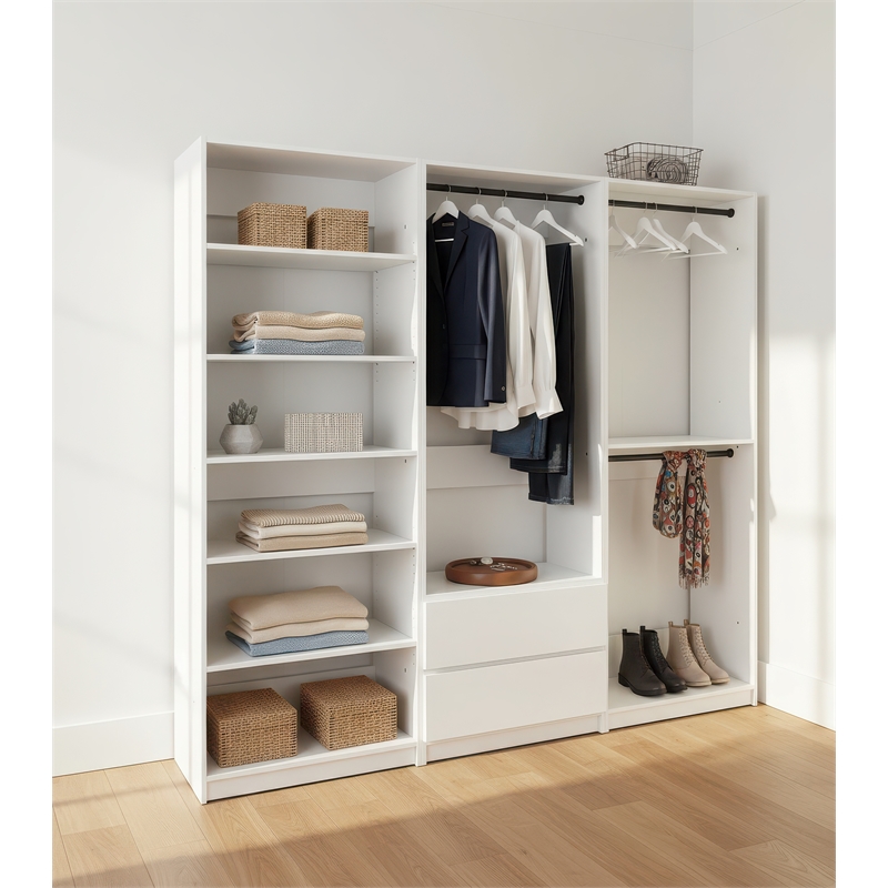 Klair Living Prosper White Freestanding Walk in Wood Closet System in Oak