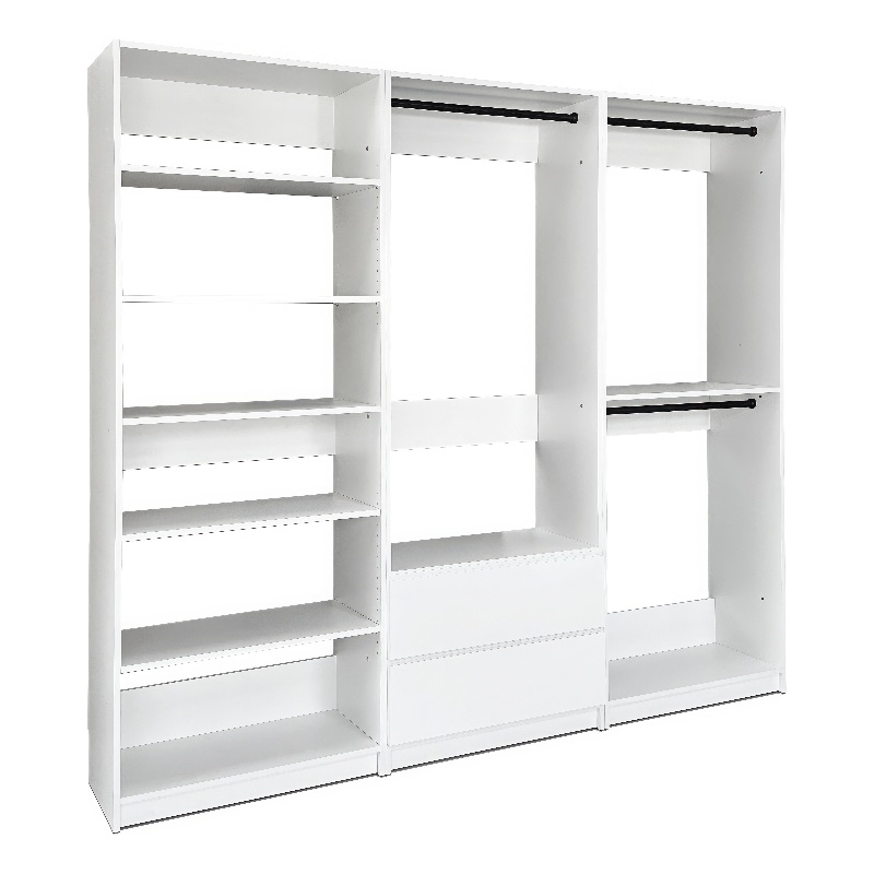Klair Living Prosper White Freestanding Walk in Wood Closet System in Oak
