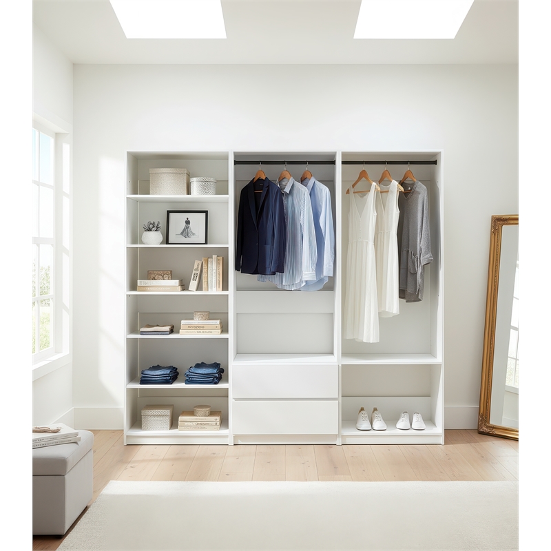 Klair Living Prosper White Freestanding Walk in Wood Closet System in Oak