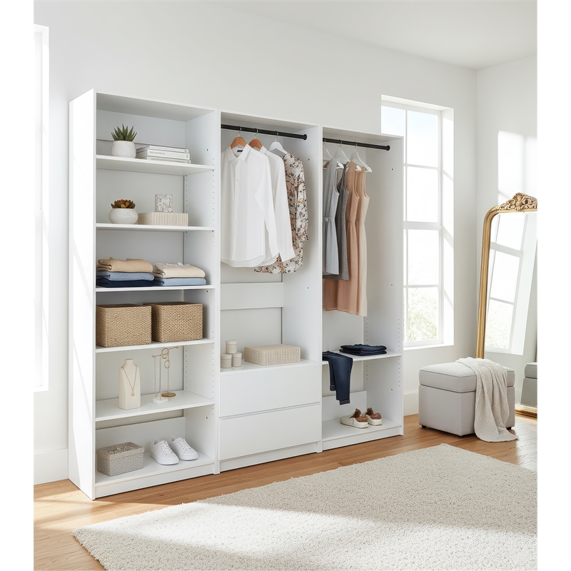 Klair Living Prosper White Freestanding Walk in Wood Closet System in Oak