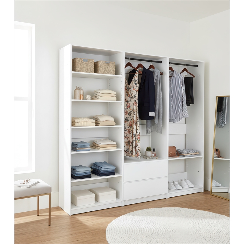 Klair Living Prosper White Freestanding Walk in Wood Closet System in Oak
