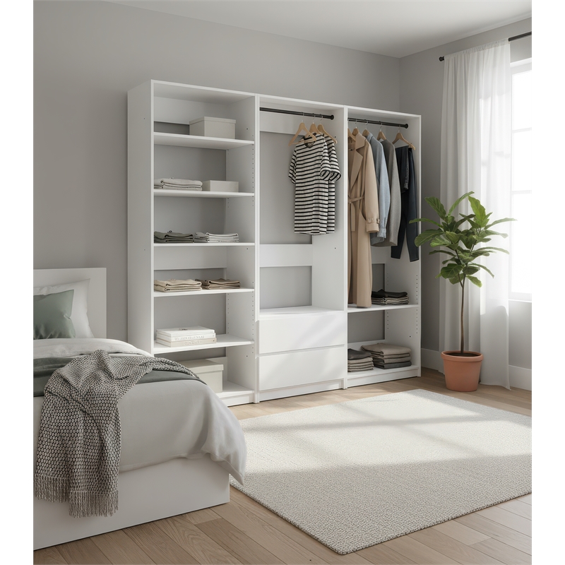 Klair Living Prosper White Freestanding Walk in Wood Closet System in Oak