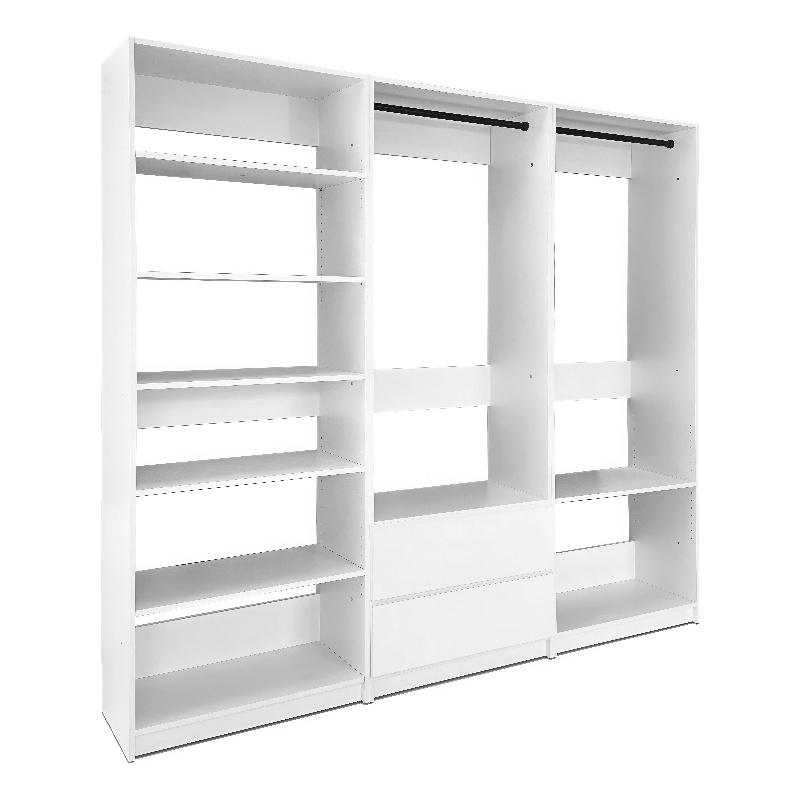 Klair Living Prosper White Freestanding Walk in Wood Closet System in Oak