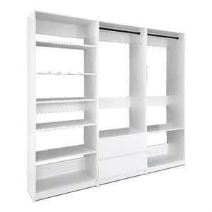 Klair Living Prosper White Freestanding Walk in Wood Closet System in Oak