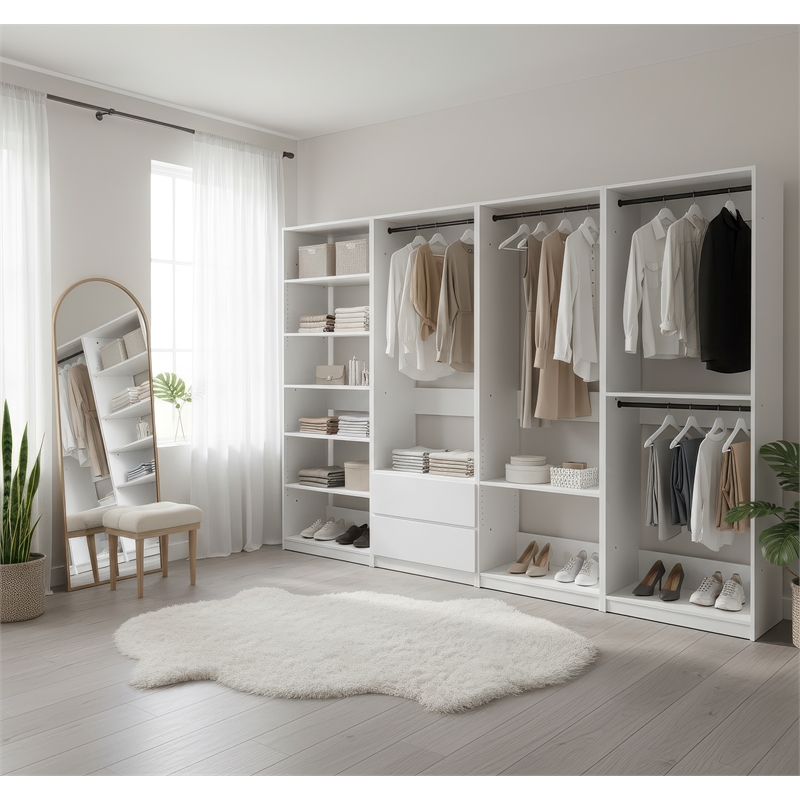 Klair Living Prosper White Freestanding Walk in Wood Closet System in Oak