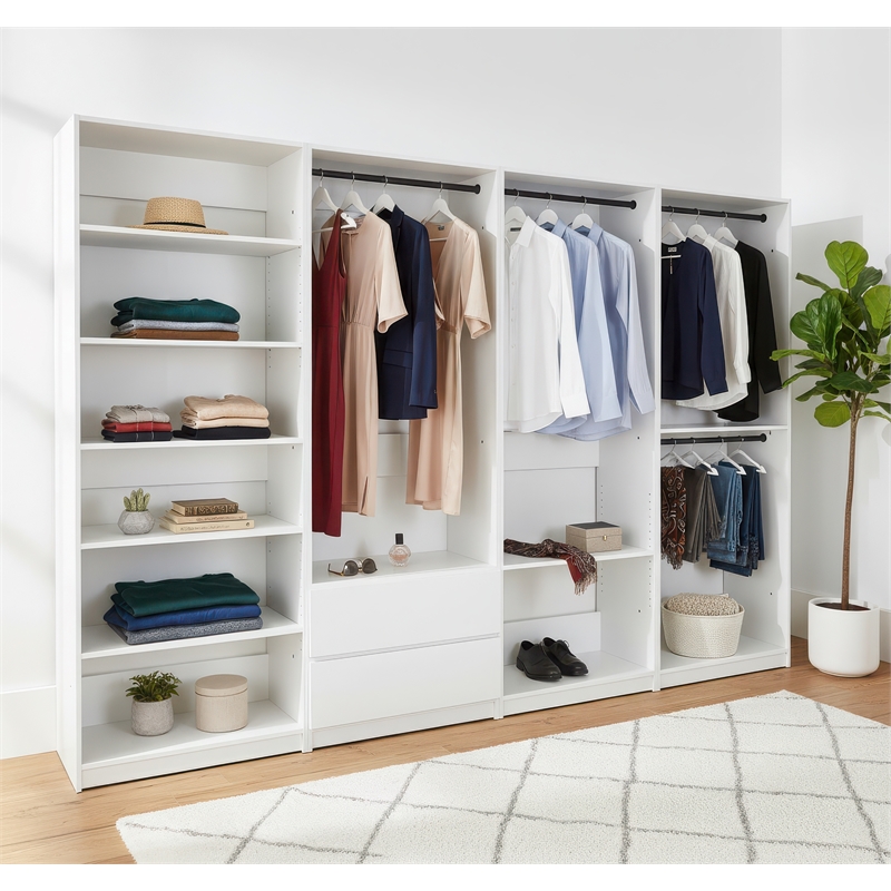 Klair Living Prosper White Freestanding Walk in Wood Closet System in Oak