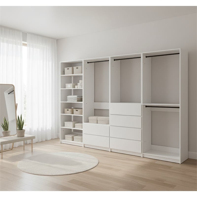 Klair Living Prosper White Freestanding Walk in Wood Closet System in Oak