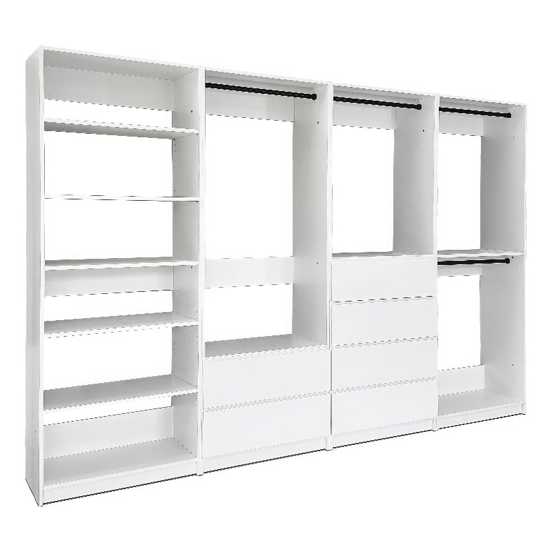 Klair Living Prosper White Freestanding Walk in Wood Closet System in Oak