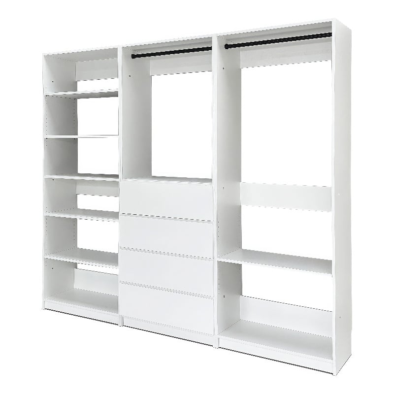 Klair Living Prosper White Freestanding Walk in Wood Closet System in Oak