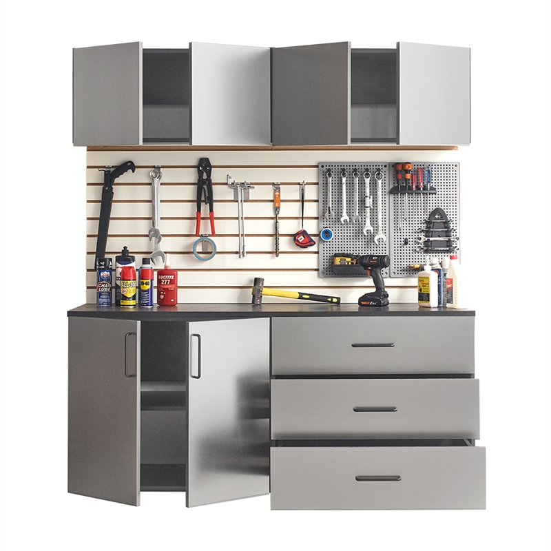 Klair Living Astro Series Garage Cabinet Set C (5-Piece) in Metallic Gray