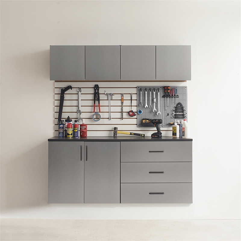 Klair Living Astro Series Garage Cabinet Set C (5-Piece) in Metallic Gray