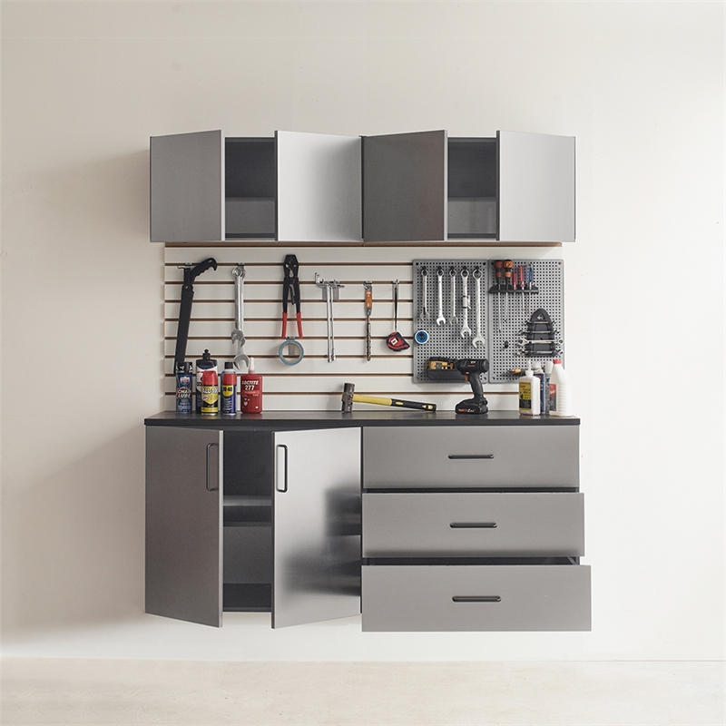 Klair Living Astro Series Garage Cabinet Set C (5-Piece) in Metallic Gray