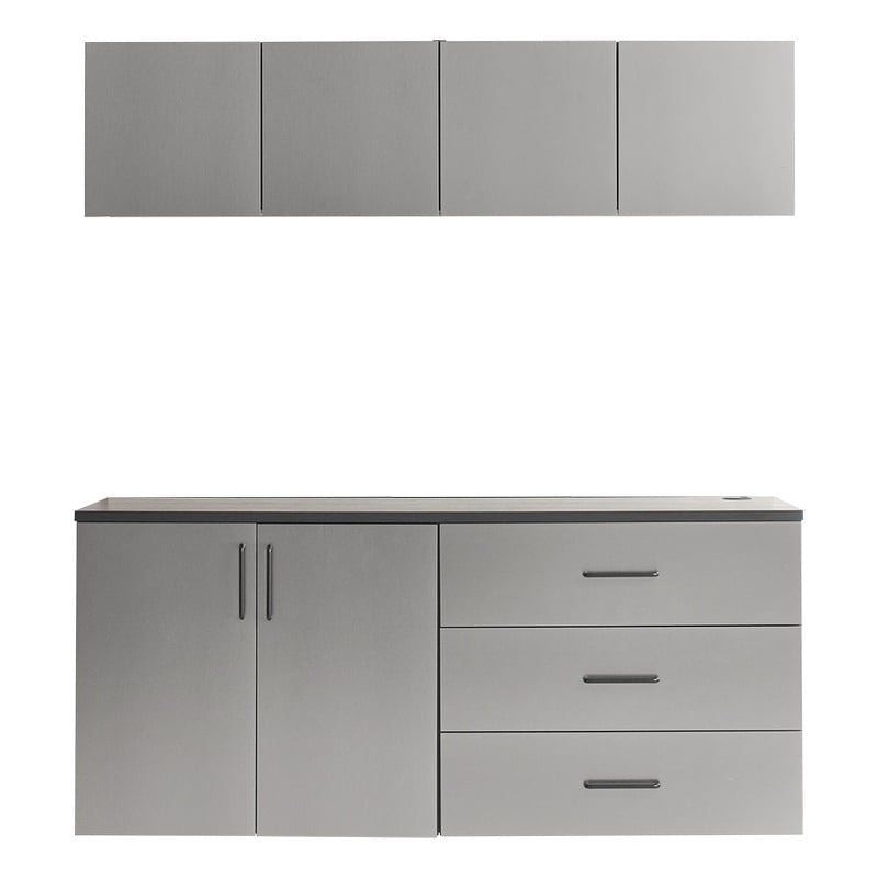 Klair Living Astro Series Garage Cabinet Set C (5-Piece) in Metallic Gray