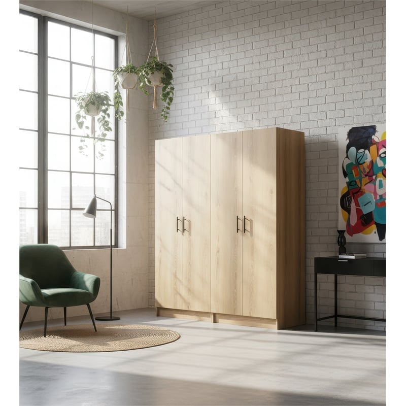 Klair Living Modex Multi-Purpose Utility Storage Cabinet (2-Piece Set) in Oak
