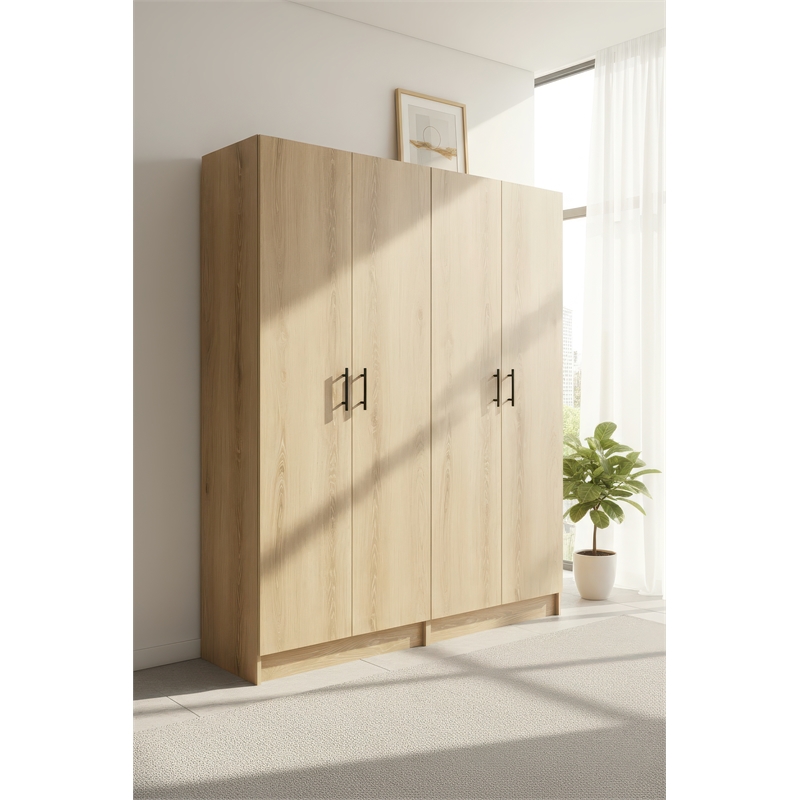 Klair Living Modex Multi-Purpose Utility Storage Cabinet (2-Piece Set) in Oak