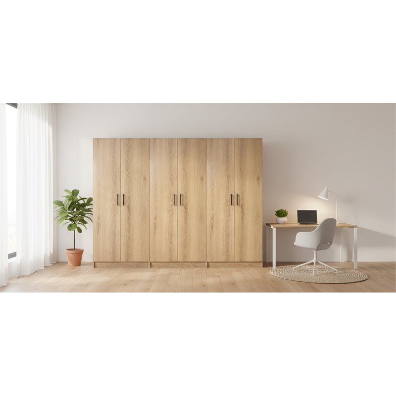 Klair Living Modex Multi-Purpose Utility Storage Cabinet (3-Piece Set) in Oak