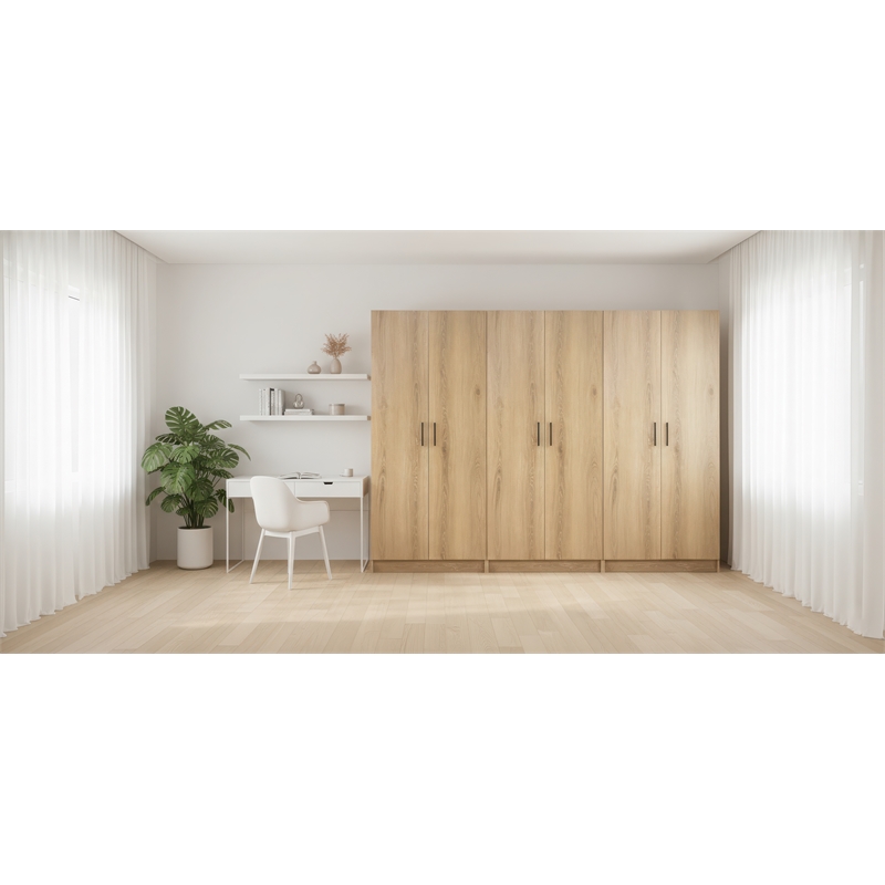 Klair Living Modex Multi-Purpose Utility Storage Cabinet (3-Piece Set) in Oak