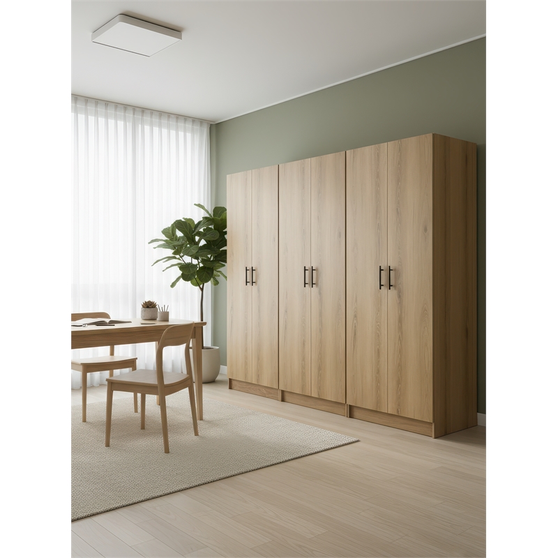 Klair Living Modex Multi-Purpose Utility Storage Cabinet (3-Piece Set) in Oak
